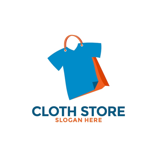 Inspiración para el diseño del logotipo de la tienda de ropa T-Shirt con bolsa plantilla vectorial de logotipo de Cloth Shop