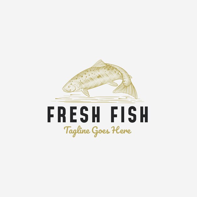 Inspiración de diseño de logotipo vintage de pescado dibujado a mano para tienda de pescado