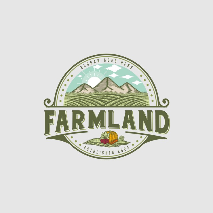 Inspiración de diseño de logotipo vintage de tierras de cultivo para negocios agrícolas