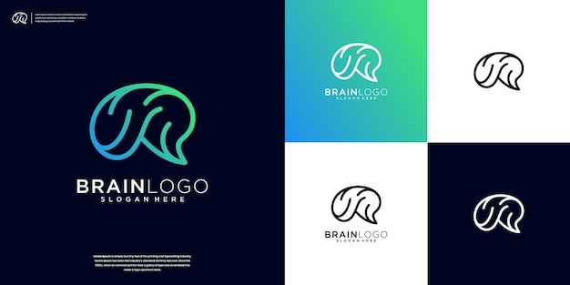 Inspiración para el diseño de logotipos de líneas simples de tecnología digital cerebral