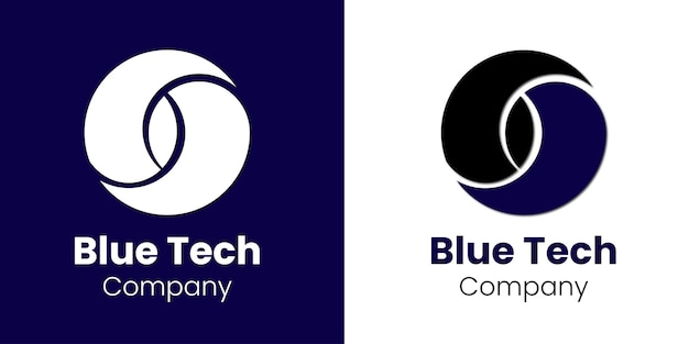 Inspiración de diseño mínimo del logotipo de Blue Tech Company aislado en el vector de fondo blanco y azul