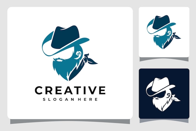 Inspiración de diseño de plantilla de logotipo de silueta de bandido vaquero