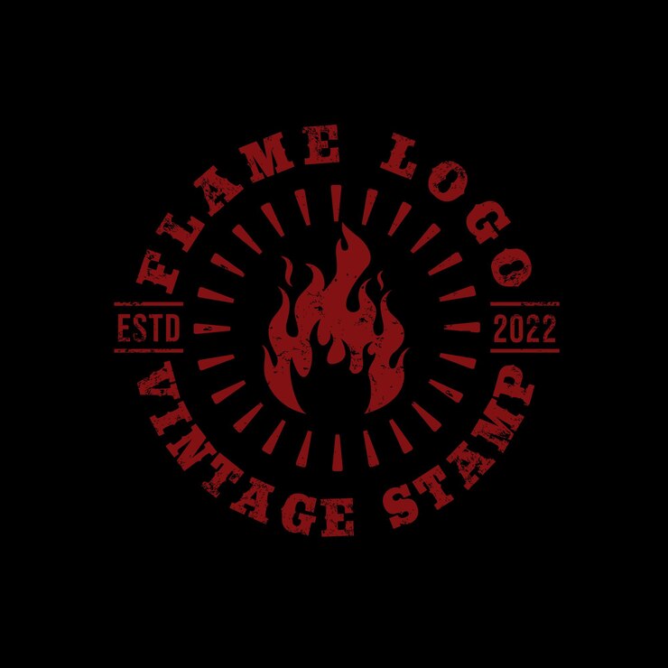 Vector inspiración de diseño de sello de logotipo de llama retro vintage