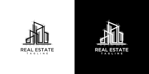 Inspiración para diseños de logotipos de edificios arquitectónicos Logos de edificios hechos con líneas abstractas