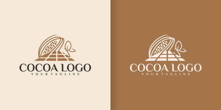 Inspiración para los diseños de logotipos de grano de cacao para pan y chocolate procesados
