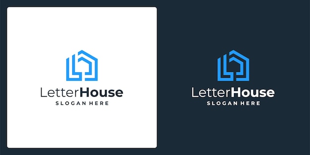 Inspiración para la forma de una casa con la letra inicial L. vector premium