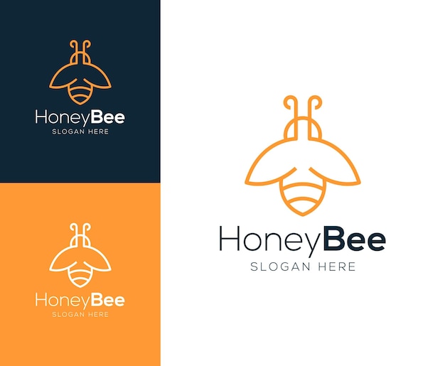 Inspiración de ilustración vectorial de diseño de logotipo de abeja de miel simple