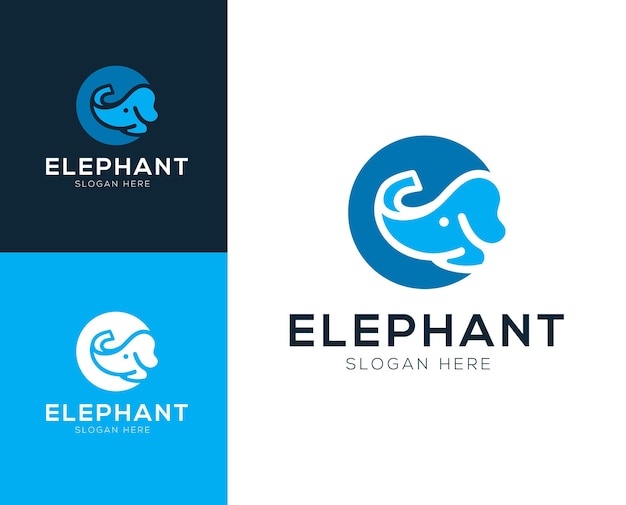 Inspiración de ilustración vectorial de diseño de logotipo de elefante abstracto
