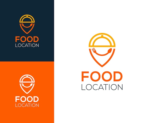 Inspiración de ilustración vectorial de diseño de logotipo de ubicación de alimentos