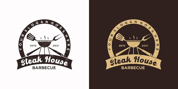 Vector inspiración del logo de steak house vintage