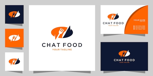 Inspiración de logotipo de chat de comida, pedidos de comida y tarjeta de visita.