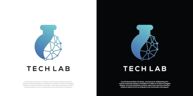 Inspiración de logotipo digital vectorial de laboratorio de tecnología Tubo de vidrio Template de diseño de laboratorio