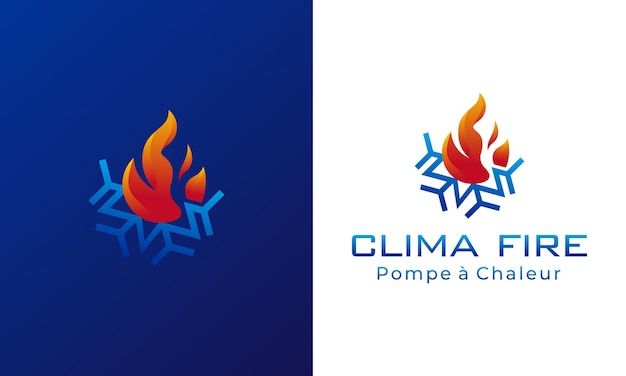 Inspiración del logotipo de fuego con nieve