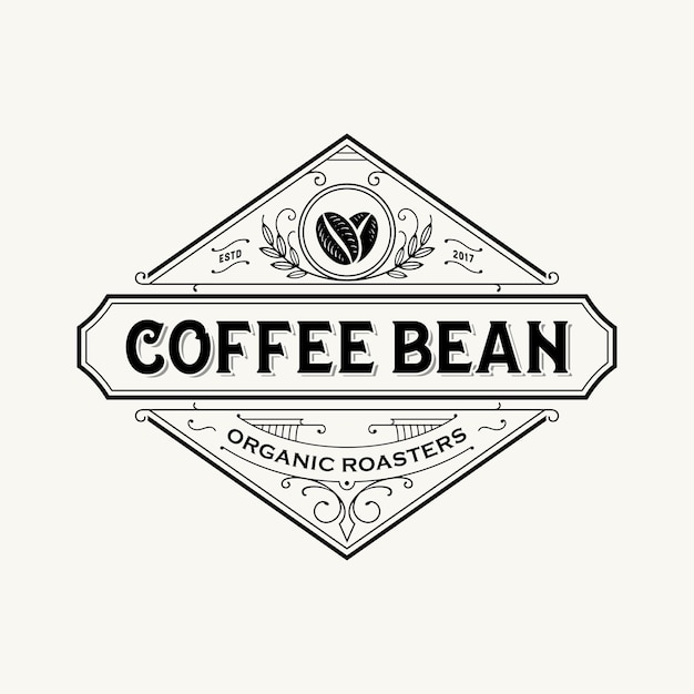 Inspiración del logotipo del grano de café elegante monoline vector premium