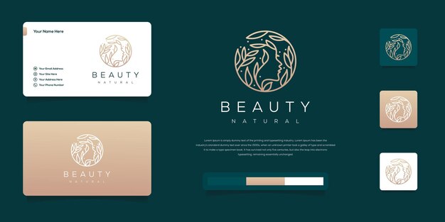 Inspiración en el logotipo de las mujeres de belleza con tarjeta de visita para salones de belleza y spa