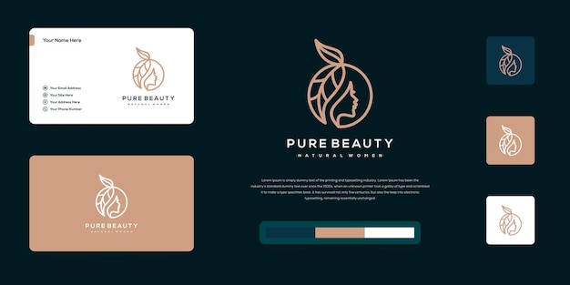 Inspiración en el logotipo de las mujeres de belleza con tarjeta de visita para salones de belleza y spa