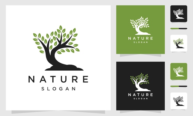 Inspiración para el logotipo de Natural Vector TreeTemplate de diseño de árbol natural y crecimiento