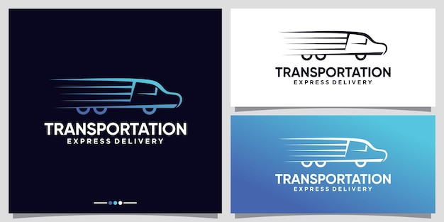 Inspiración del logotipo de transporte de camiones para empresas de entrega con concepto creativo vector premium