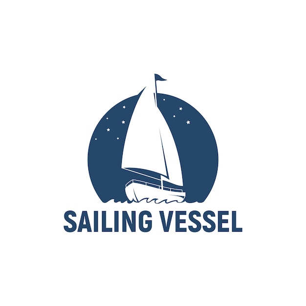 Inspiración del logotipo del velero, barco, yate, espacio negativo