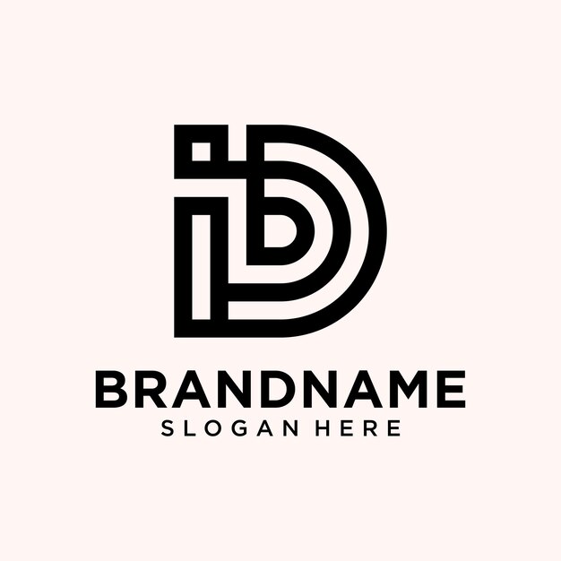 Inspiración minimalista en el diseño del logotipo de las letras D e I