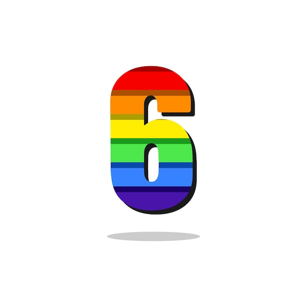 Inspiración de plantilla de diseño de logotipo de color de arco iris de 6 números, ilustración vectorial.