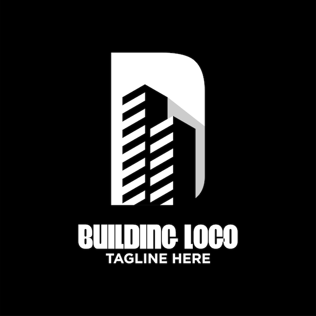 Inspiración de plantilla de diseño de logotipo de edificio de letra d, ilustración vectorial.