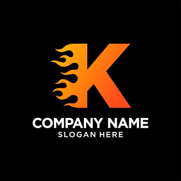 Inspiración de plantilla de diseño de logotipo de letra K fuego