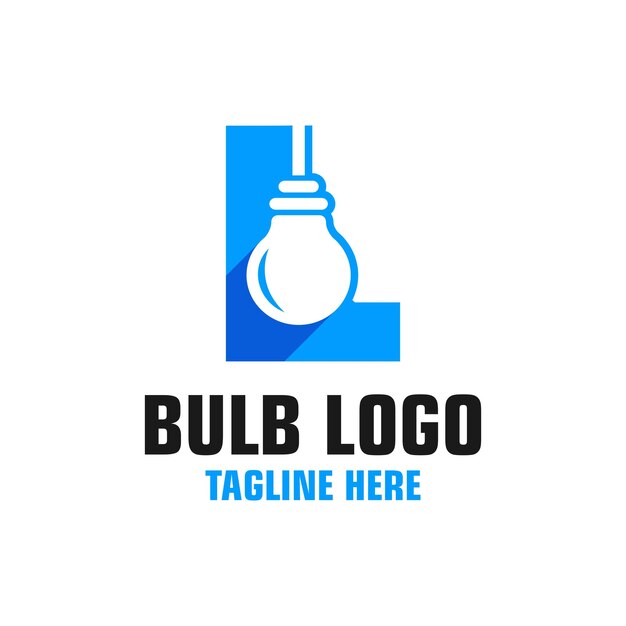 Inspiración de plantilla de diseño de logotipo de letra L bombilla, ilustración vectorial.