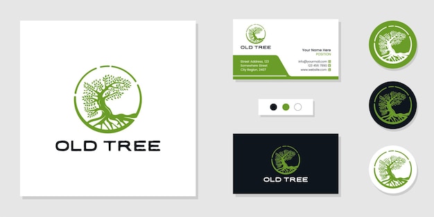 Inspiración de plantilla de diseño de logotipo y tarjeta de visita del árbol de la vida