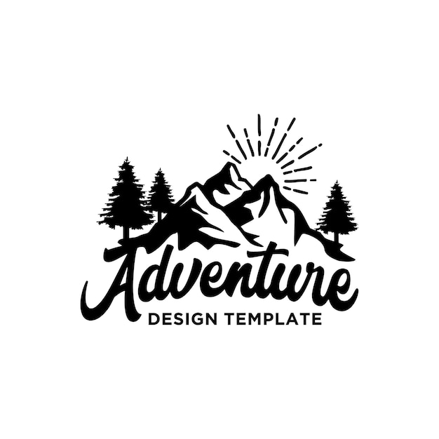 Inspiración de plantilla de logotipo de aventura en la montaña