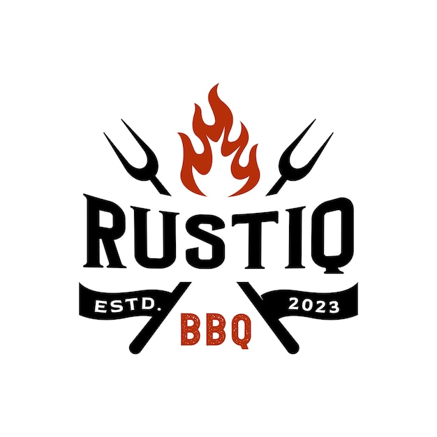 Inspiración de plantilla de logotipo de barbacoa rústica vectorial