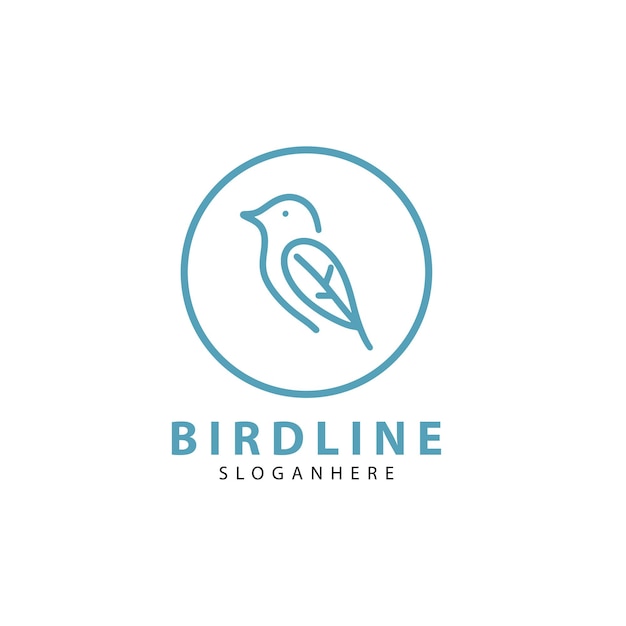 Inspiración de plantilla de logotipo de diseño creativo de línea de aves