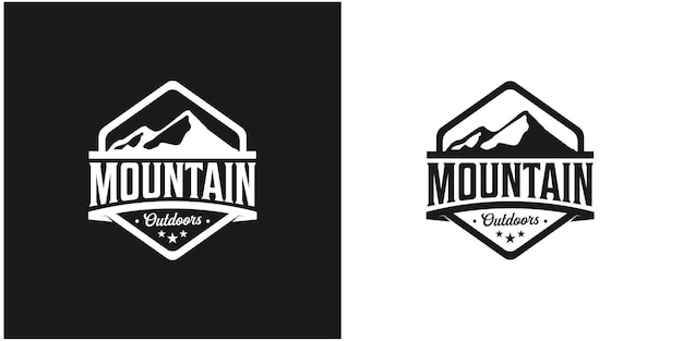 Inspiración de plantilla de logotipo de montaña vintage al aire libre vector premium