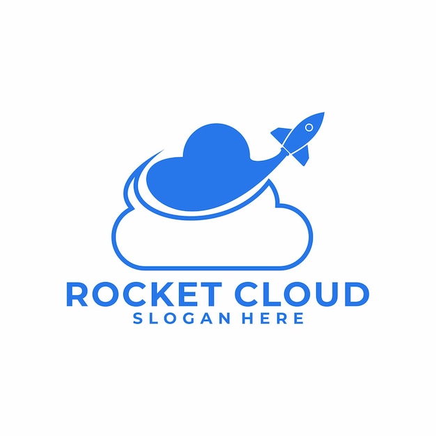 Las inspiraciones de logotipos simples de la nube y el cohete La plantilla de diseño del logotipo de Rocket Cloud