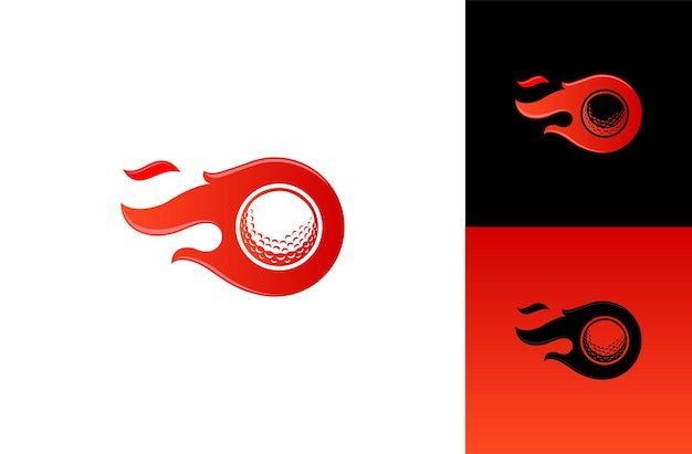 Vector inspirado en la pelota de golf con el logotipo de las llamas