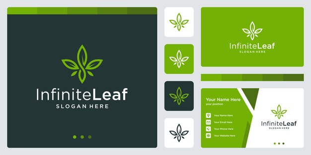 Inspiradores logotipos de plantas florales e infinitas formas de logotipos. diseño de tarjetas de visita