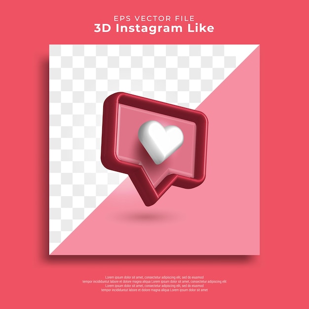 Instagram 3D como icono de notificación de corazón