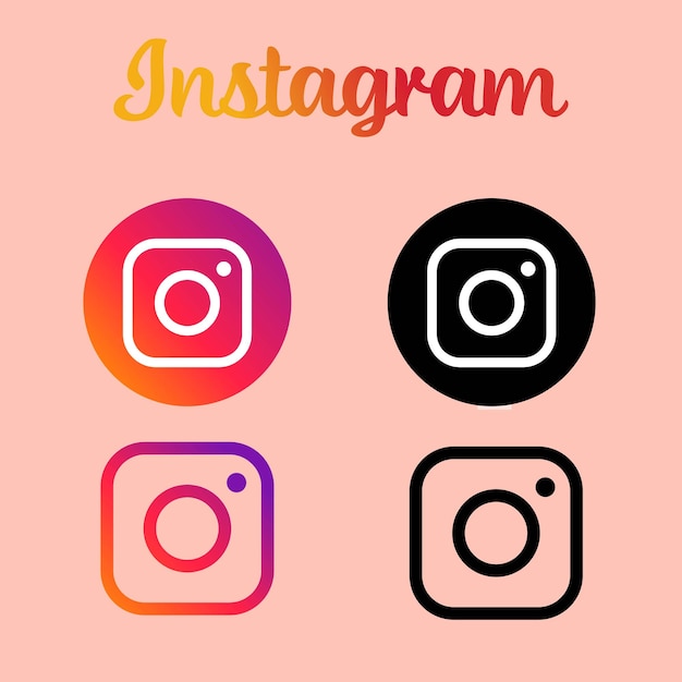 Vector instagram 4 logos de monogramas en 4 estilos