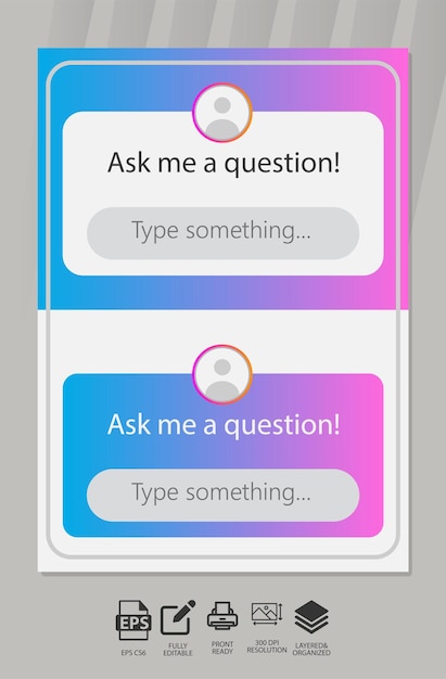 Instagram Ask me Question Sticker Vector de diseño de interfaz de usuario de pregunta de redes sociales