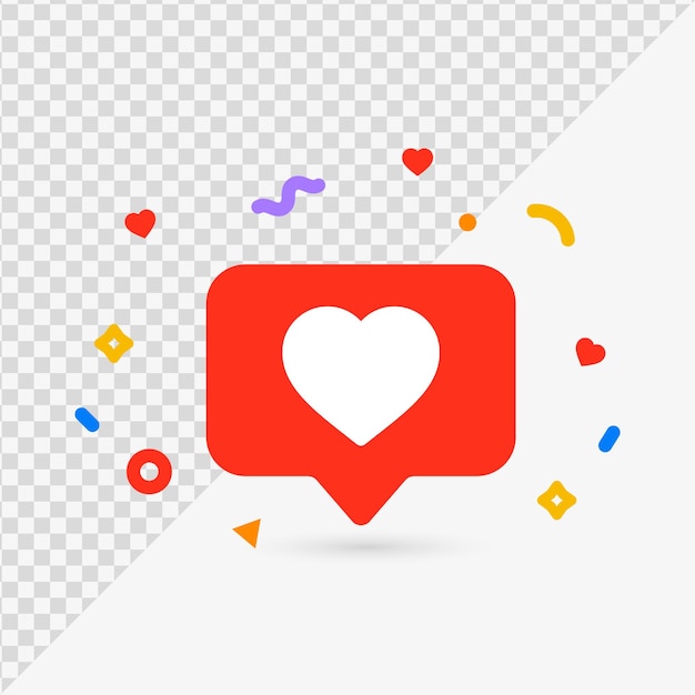 Vector instagram como bocadillo de diálogo de corazón con formas coloridas iconos de notificación de redes sociales de fondo