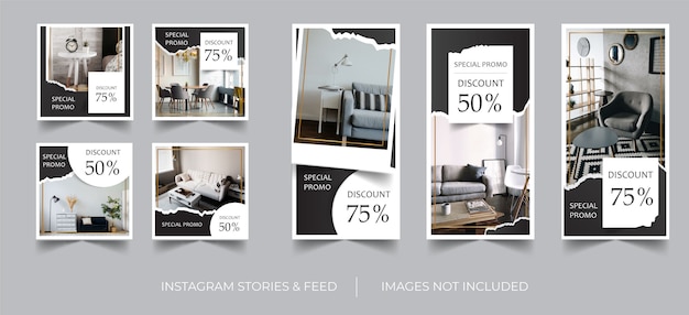 Instagram stories & feed template negro elegante