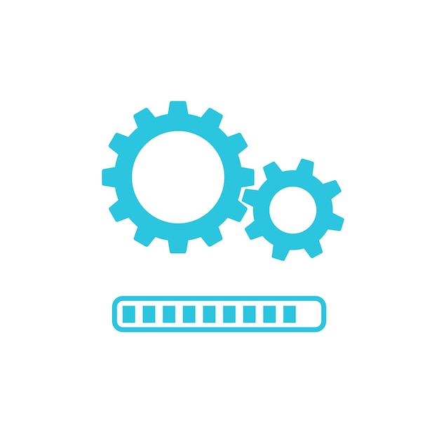 Instalación del icono de actualizaciones aislado en fondo blanco Conjunto de íconos azules