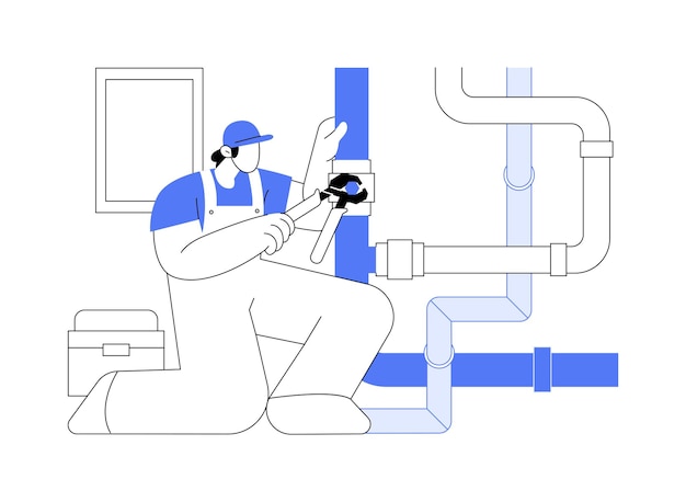 Instalación de plomería ilustración vectorial de concepto abstracto Plomero profesional instala tuberías de suministro de agua proceso de construcción de casa privada infraestructura de servicios públicos metáfora abstracta