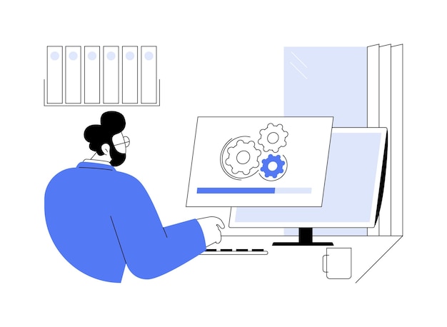 Instalación de software concepto abstracto ilustración vectorial administrador de sistemas profesional actualización de controladores para software tecnología de ti mantenimiento de hardware industria informática metáfora abstracta