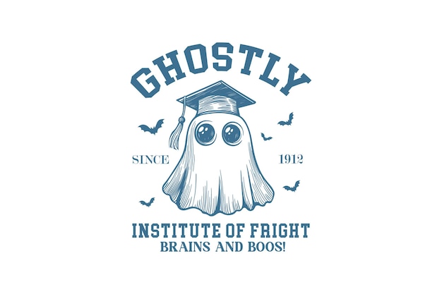 El instituto fantasmal del miedo diseño de camisetas SVG de la Universidad de Halloween Vintage