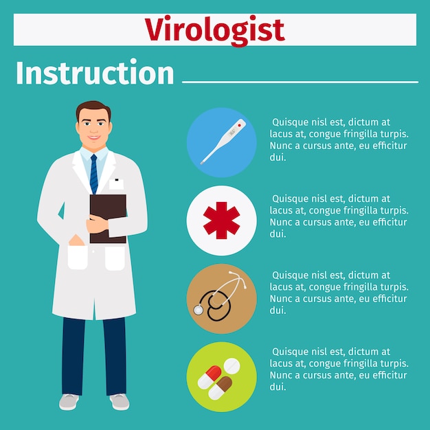 Vector instrucción de equipo médico para virólogo.