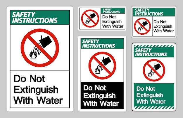 Instrucciones de seguridad No se apague con el signo del símbolo del agua en fondo blanco
