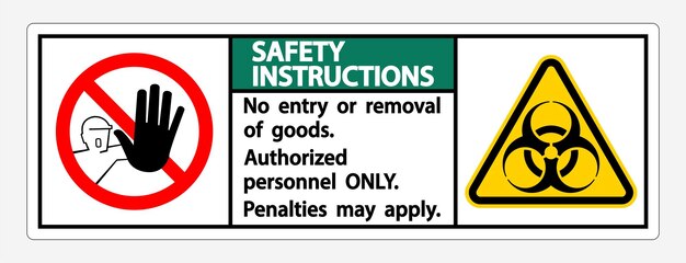 Instrucciones de seguridad Signo de área de cuarentena aislado en fondo blanco Ilustración vectorial EPS10