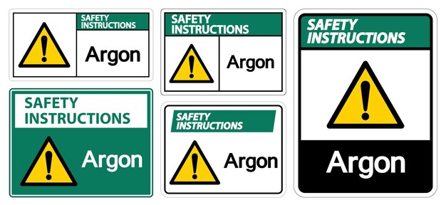 Instrucciones de seguridad Signo de símbolo de argón aislado en fondo blanco Ilustración vectorial EPS10