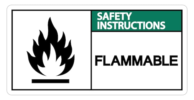 Instrucciones de seguridad Signo de símbolo inflamable aislado en fondo blanco Ilustración vectorial